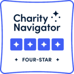 Charity NavigatorFour Star Rating Badge Logo reads Charity Navigator with four blue stars and text saying Four-Star