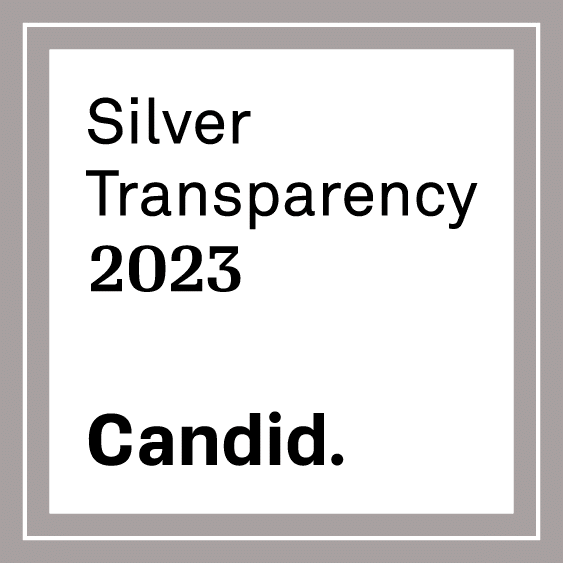 Gray box with text reading: Silver Transparency 2023. Candid.