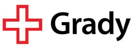 Grady logo with plus sign outlined in red
