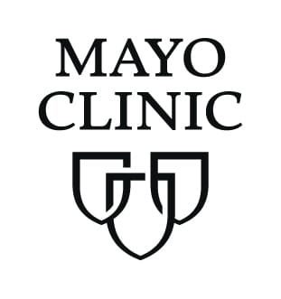 Logo with three shields and text reading Mayo Clinic