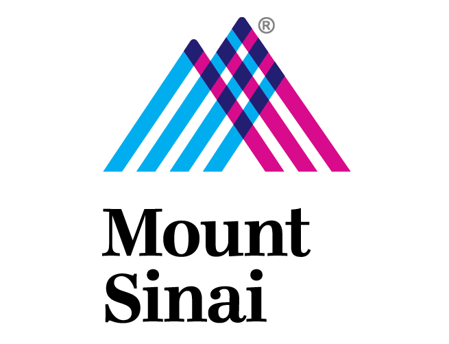 Logo with mountain graphic and text reading Mount Sinai