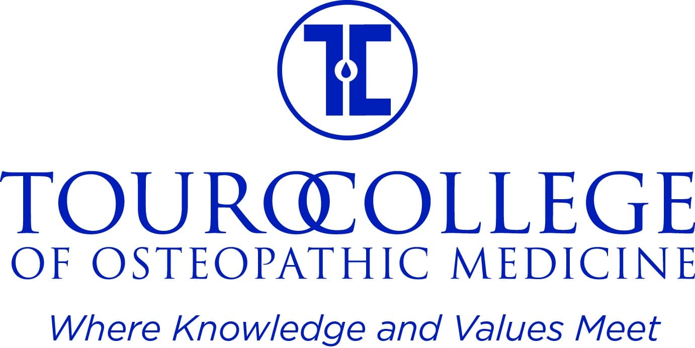Logo reading Touro College of Osteopathic Medecine where Knowledge and Values Meet
