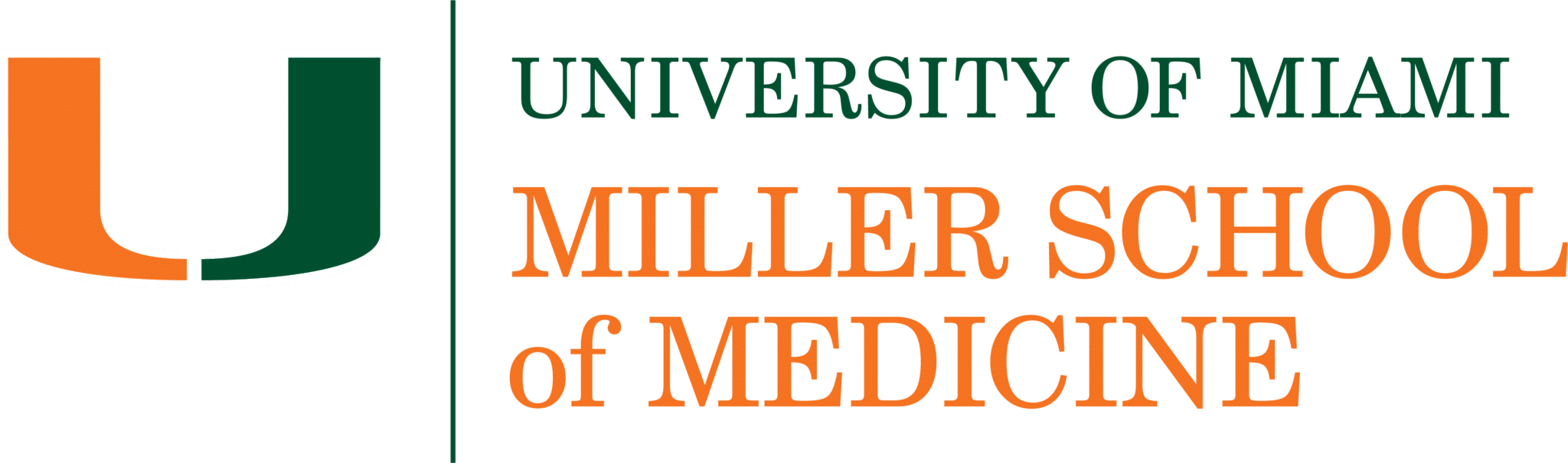 Logo with orange and green U and text reading University of Miami Miller School of Medicine